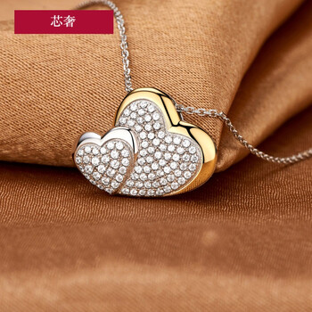 芯奢925银镀pt铂金爱心形项链女锁骨链女日韩简约吊坠爱情迷宫 黄金色