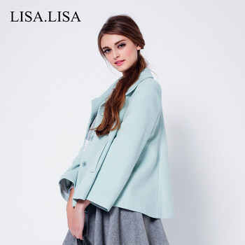 预售lisalisa2015秋冬新款女装韩版宽松毛呢外套甜美呢子大衣外套女秋 灰色 均码