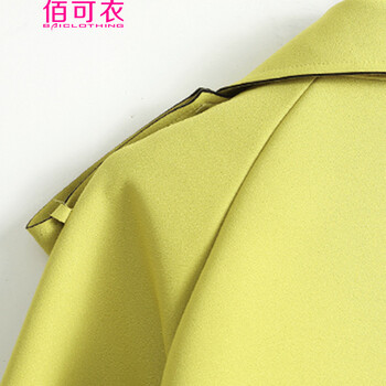 佰可衣2016春季新品风衣女韩版中长款双排扣修身外套女装A6172 粉色 L