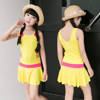 内衣 泳衣 畅印 舒适女童连体游泳衣小女孩裙式三角裤小童中童速干