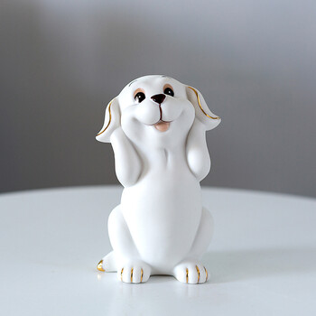 惠维创意可爱小狗摆件陶瓷生肖狗工艺品客厅家居装饰摆设招财狗年礼物