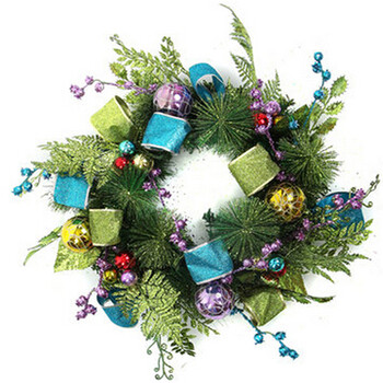 cm圣诞节日装饰花环吊饰 圣诞装饰品用品 酒店商城挂饰 高档彩色花环