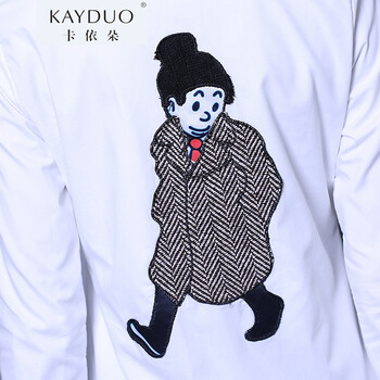 卡依朵KAYDUO2016春装新款贴标白衬衣修身加绒加厚衬衫长袖上衣中长款 5562 L