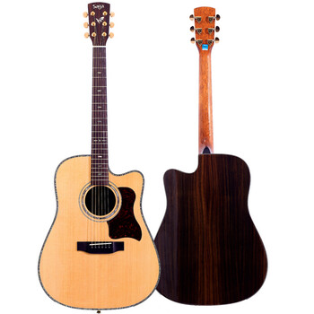 萨迦(saga) saga萨伽吉他ds20c/d10sc单板民谣木吉他初学者缺角原木色