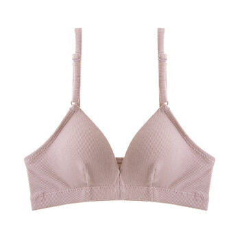 薄款无钢圈内衣女平胸小胸超薄三角杯运动文胸少女 香芋色 l(适合75b