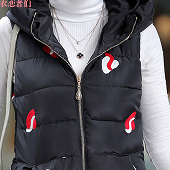 衣恋者们2015新款修身印花马甲女 黑色 XL