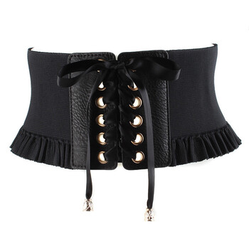 腰封绑带束腰松紧系带甜美丝带加宽衬衫外套装饰腰带女黑色潮 黑色