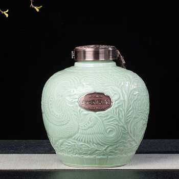 酒瓶酒坛1斤2斤3斤5斤10斤装陶瓷酒坛子密封酒具壶sn2026 5斤翡翠绿