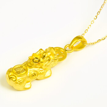 黄金项链足金999貔貅吊坠足黄金3d硬金纯金正品约1.65克 一对约1.