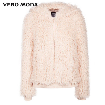 Vero Moda柔软泰迪毛连帽女士连帽短外套|314409004 020白色 170/88A/L