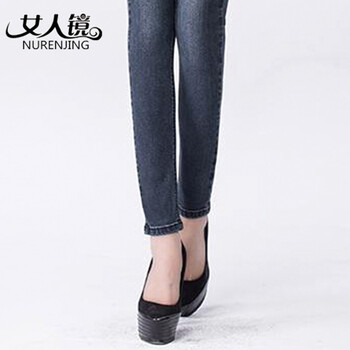 女人镜 2015高腰加绒弹力牛仔裤#S9127-1 黑色 32