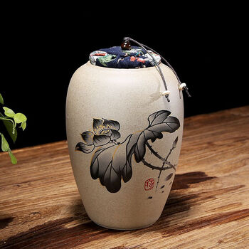 慢半拍 粗陶茶罐陶罐子 花瓶式设计 陶瓷茶叶罐 创意密封罐 简约储藏