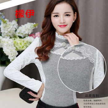 檬伊 2015秋装新款大码韩版女装兔毛打底衫 图片色 2XL