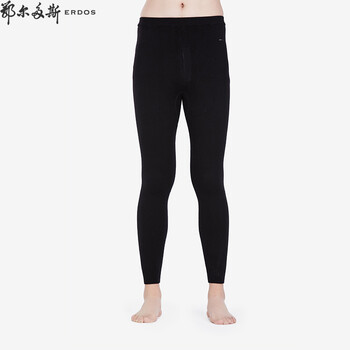 鄂尔多斯 羊绒混纺 男士弹力裤 纯黑 180/94B/99