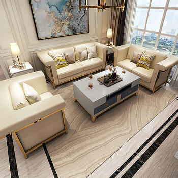 组合套装北欧风格不锈钢客厅小户型简约后现代地柜 1 2 3【沙发组合】