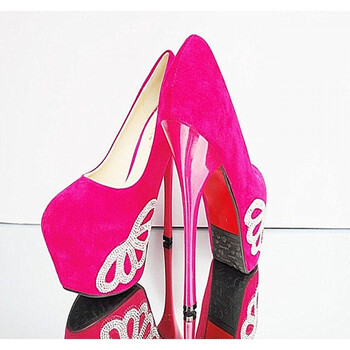 恨天高春夏单鞋欧美夜店16cm超高跟水钻防水台水钻性感细跟女鞋子