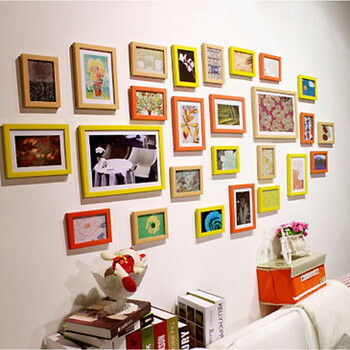 照片墙相框墙相片墙挂墙组合夹子悬挂无痕钉网格 26框自选颜色(留言)