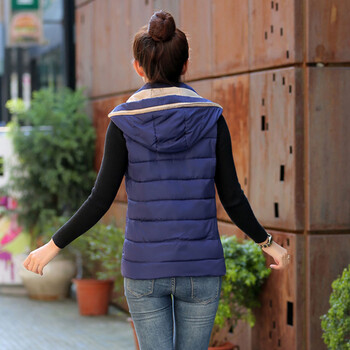 汐素2015冬装韩版新款连帽轻薄羽绒棉服马甲背心女 黑色 XL