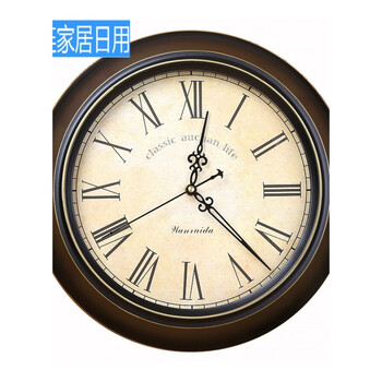 复古静音时尚钟表美式个性简约客厅挂钟 黑色外框16钟面 美式罗马表盘