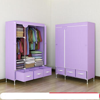 衣柜 简易木衣橱双人简易加固抽屉布衣加粗阳台创意多层花架子资料