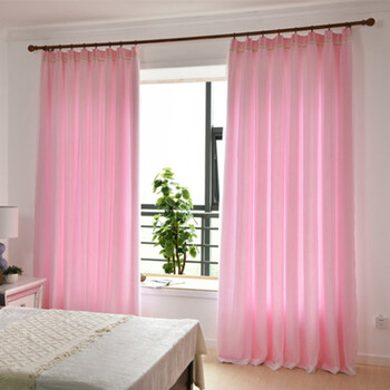 布纱一体双层窗帘卧室客厅韩式公主风粉色女孩窗帘纱婚房遮光遮 粉红