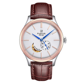 派克(parker)手表男女情侣全自动机械手表镂空时尚防水休闲腕表 玫瑰