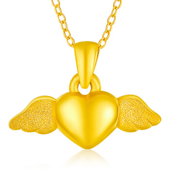 facaman法卡曼黄金吊坠金吊坠女款金999天使之翼项链挂坠3d硬金 1.