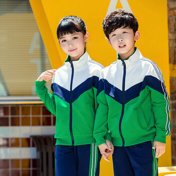 春秋纯棉幼儿园园服中小学生校服班服老师儿童运动会亲子套装 绿白