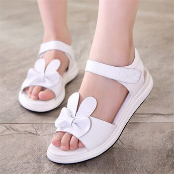 童鞋凉鞋女童宝宝2018夏季新款韩版女小女孩兔耳朵软底公主鞋白色