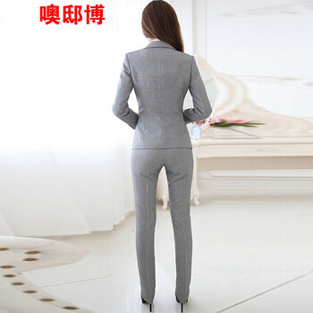 噢邸博2015秋冬职业装女装套装 时尚OL修身西服正装套裤工作服 灰色单上衣 S