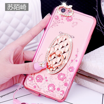 手机壳0pp0 r9splus保护软外套opop水钻创意指环挂绳 r9sp 浪漫粉玫瑰