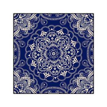 风卧室客厅大地毯满铺床边毯茶几毯榻榻米长方形现代 蓝色经典花纹