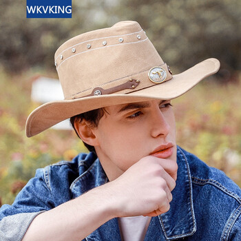 牛仔帽子男夏青年户外出游男士休闲透气潮夏天防晒大沿遮阳帽 卡其色