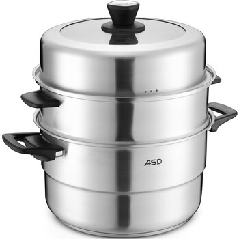 
                                        爱仕达（ASD） 蒸锅 三层28cm复底304不锈钢蒸笼 电磁炉蒸锅QN1528                