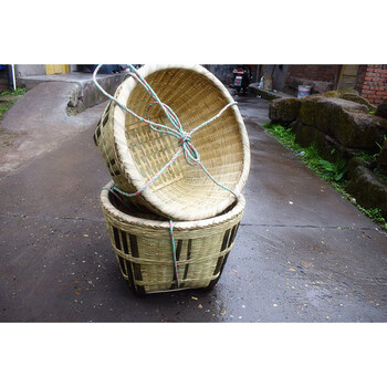 精品壮族大号箩筐竹编淘米箩篼粮食竹筐搬运收纳篓喜事簸箕 一对大号