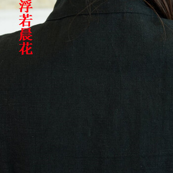 
                                        如素慢衣中国风亚麻民族风盘扣斜襟中长无袖马甲女款5044 黑色55 均码                