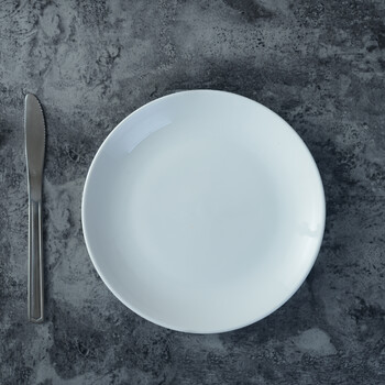 圆盘平盘水果盘子菜盘日式西餐白色圆形家用碟子陶瓷餐具浅盘 12寸