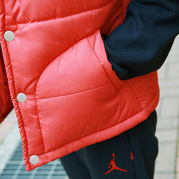 媞多莎 2015秋冬韩版时尚百搭情侣装男女款无袖胸章棉袄棉服马甲 红色 3XL