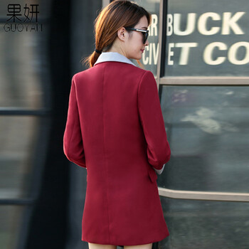 果妍2016春季小西装外套女  修身韩版气质女装短款L8084   白色 XL