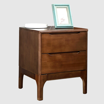 实木床头柜橡木原木色胡桃色日式床边柜储物柜北欧卧室家具 b款 胡桃