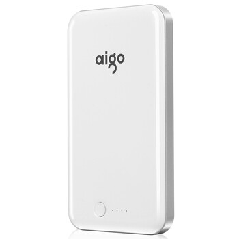爱国者（aigo）移动电源10000毫安聚合物E100充电宝 白色银边
