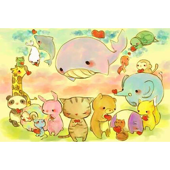 动漫九命猫1500片大型拼图木质益智玩具男童礼物 萌萌哒动物1500分区