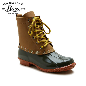 G H Bass 冬季新款经典女士防水雪地靴潮流马丁靴猎鸭靴橄榄绿色36