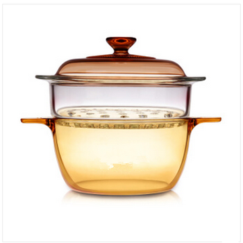 透明蒸锅耐高温明火家用琥珀色蒸锅汤锅透明锅汤家用大容量烧锅奶锅
