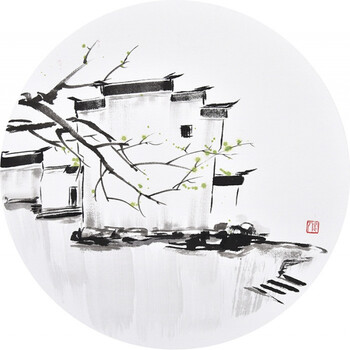 现中式客厅装饰画吴冠中水墨画江南水乡国画酒店餐厅办公室挂画 e款