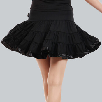 夏季广场舞服装半身裙拉丁舞裙跳舞服练习服舞蹈裙下装裙子 黑色 m