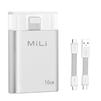 MiLi 米力 iData 苹果手机U盘 16G 苹果认证 iPhone5/5S/6/6 plus/安卓手机/安卓平板通用 银色