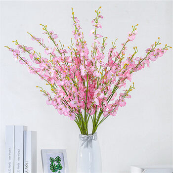 仿真花束塑料绢花插花假花室内装饰花干花摆设客厅摆件 粉色跳舞兰6支
