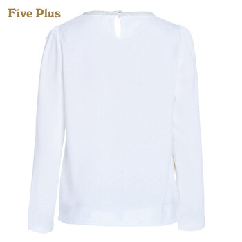 Five Plus新女春装气质拼接宽松圆领长袖衬衫衬衣2135014620 米白010 M(165/88A)