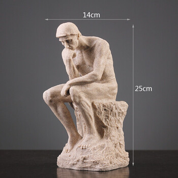 现代沉默是金摆件艺术品创意复古办公室家居软装装饰品小摆设 思想者